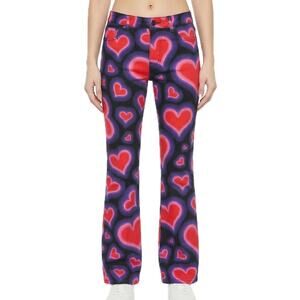 Delia's Dolls Kill Y2K Heart Low Rise Black Purple Red Pink Flare Jeans size XS